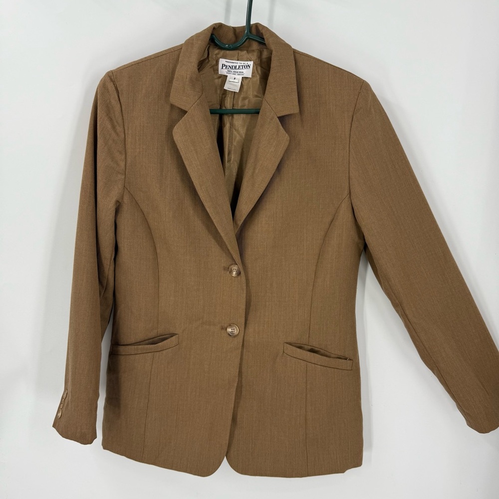Pendleton 100% Virgin Wool Blazer brown Tan Notched Lapel blazer 8